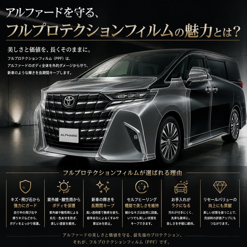 アルファードを守る、フルプロテクションフィルムの魅力とは？