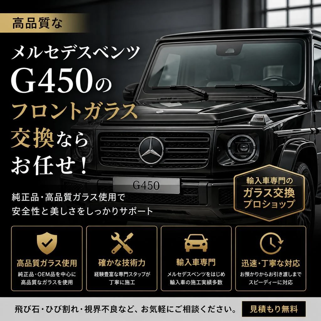 高品質なメルセデスベンツ G450のフロントガラス交換ならお任せ！