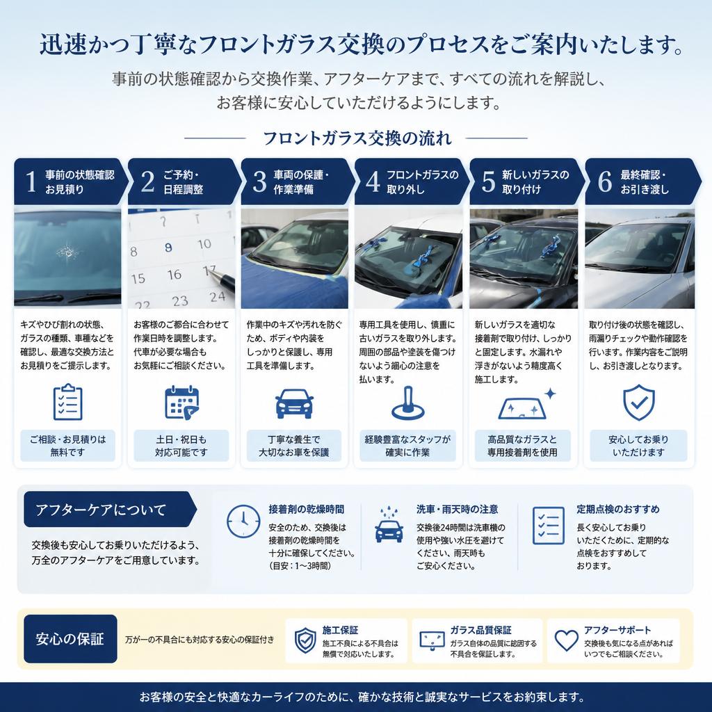 当社のガラス交換サービスの流れ