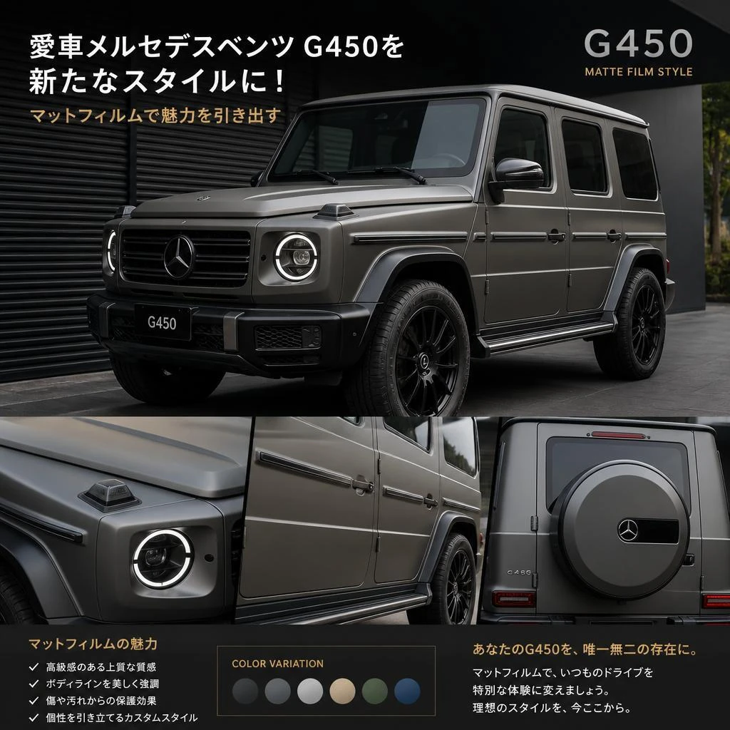 愛車メルセデスベンツ G450を新たなスタイルに！マットフィルムで魅力を引き出す