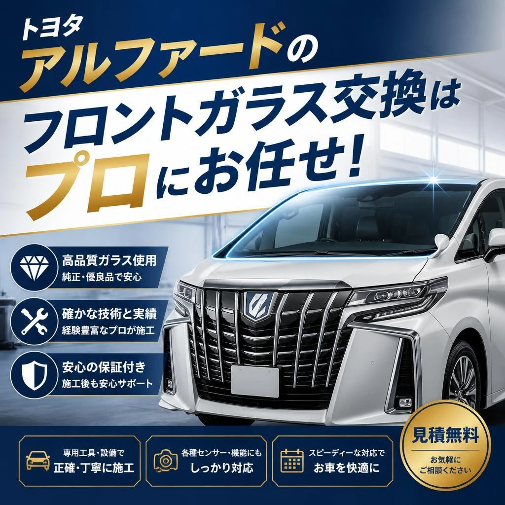 トヨタアルファードのフロントガラス交換はプロにお任せ！